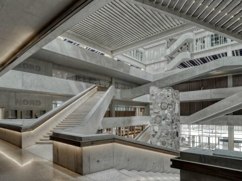 a large building with a bunch of stairs inside of it