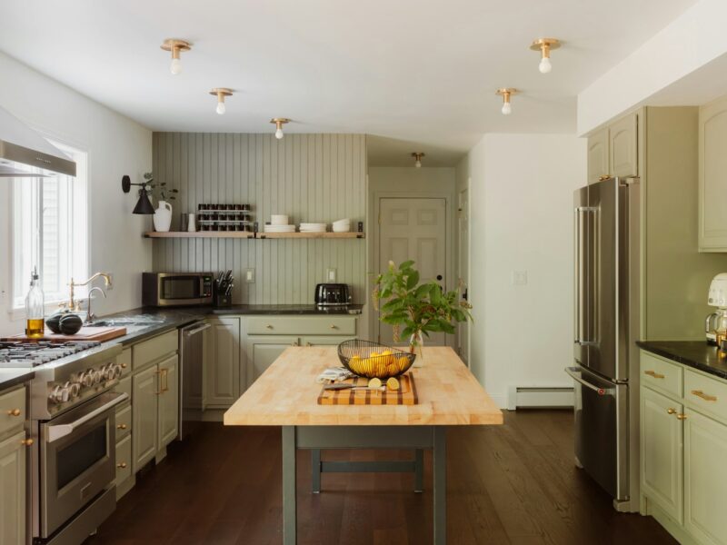 Modern kitchen with island and stainless steel appliances